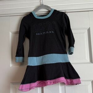 Rowdy Sprout AC/DC Kids Dress - Black with Blue and Pink